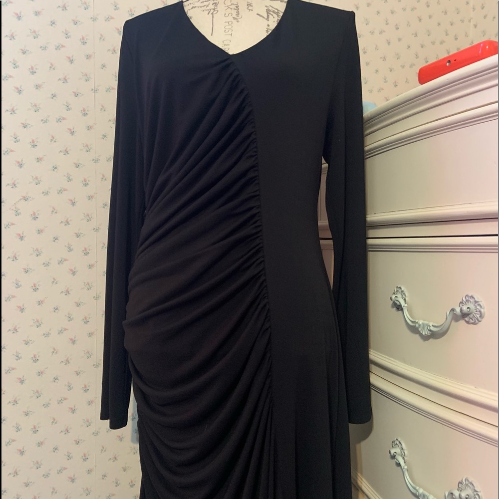 Donna Karan Side Ruched Jersey Dress